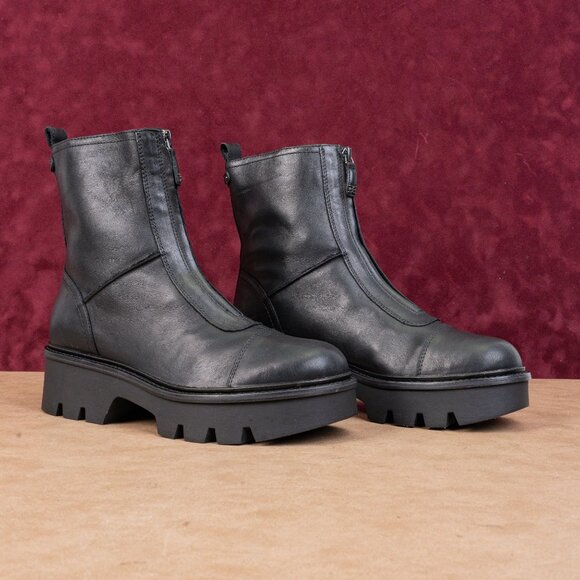 Sam Edelman Women Cooper Black Leather Platform Festival Fashion Zip Boots 10US - Picture 1 of 8